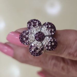 Purple and white crystal ring